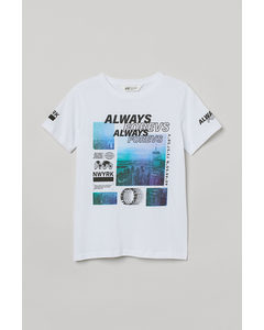T-shirt Met Print Wit/always