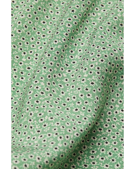 H&M Balloon-sleeved Dress Green/small Flowers
