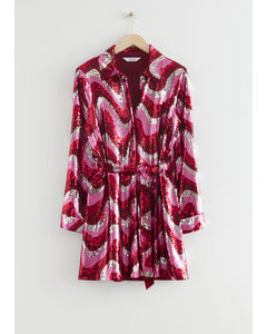 Sequin Swirl Shirt Dress Multi Colour Sequin