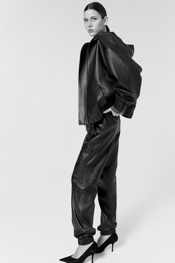 H&M Joggpants aus Leder Schwarz