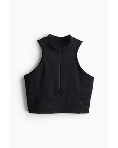 Sculpting Racer Front Zip Top Black