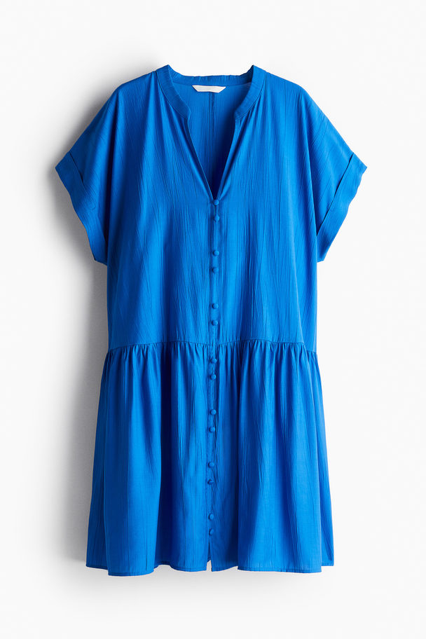 H&M Doorknoopjurk Van Crinklekwaliteit Blauw