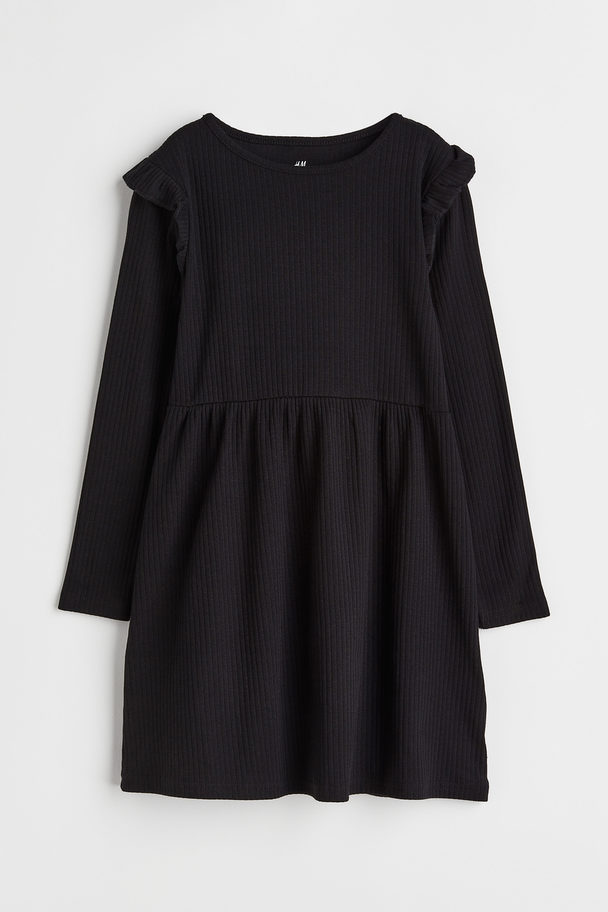 H&M Ribbed Jersey Dress Black
