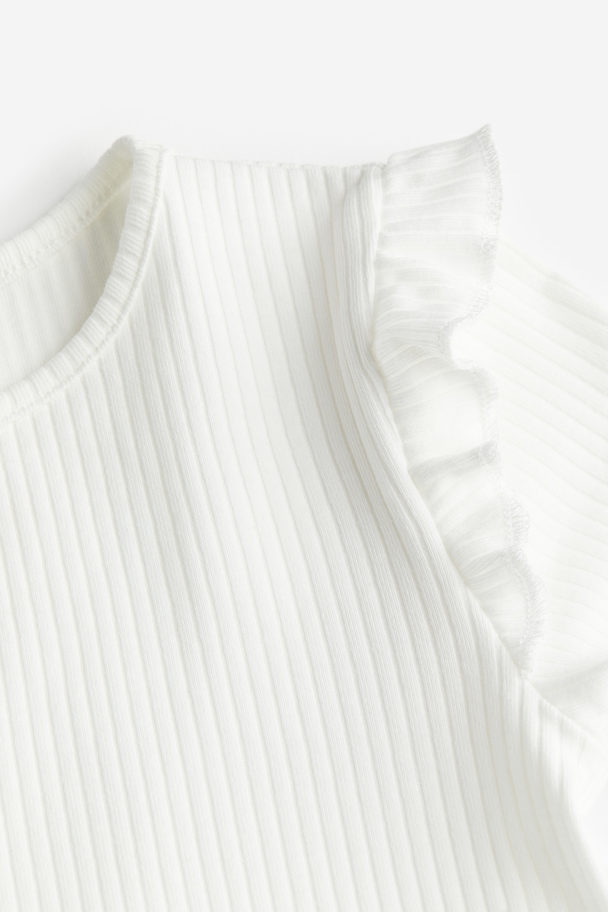 H&M Ribbed Jersey Dress White