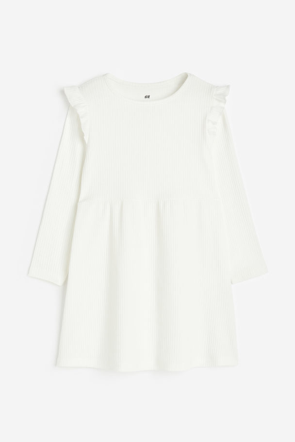 H&M Ribbed Jersey Dress White