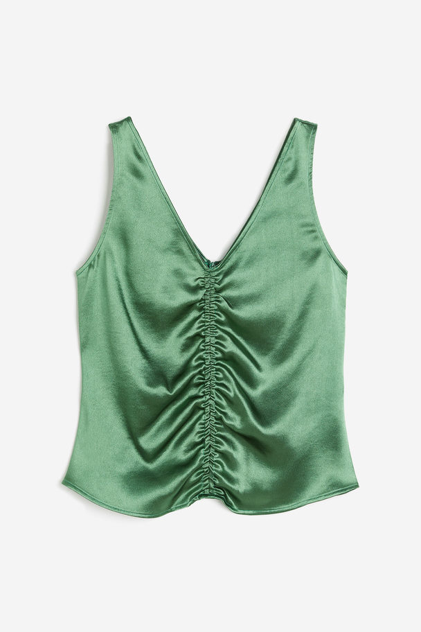 H&M Ruched Satin Top Green