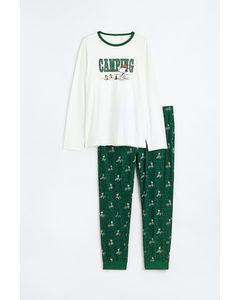 Tricot Pyjama - Regular Fit Groen/snoopy