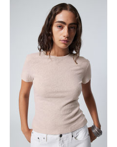 Linen Blend Fitted T-shirt Ecru