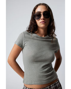 Linen Blend Fitted T-shirt Soft Green