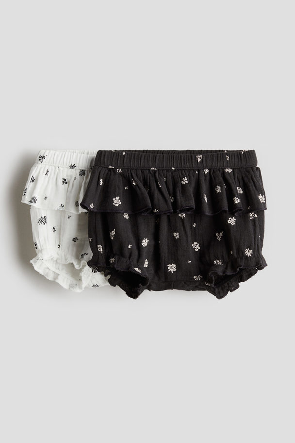 H&M 2-pack Cotton Muslin Bloomers Dark Grey/floral