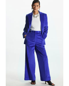 Wide-leg Corduroy Trousers Blue