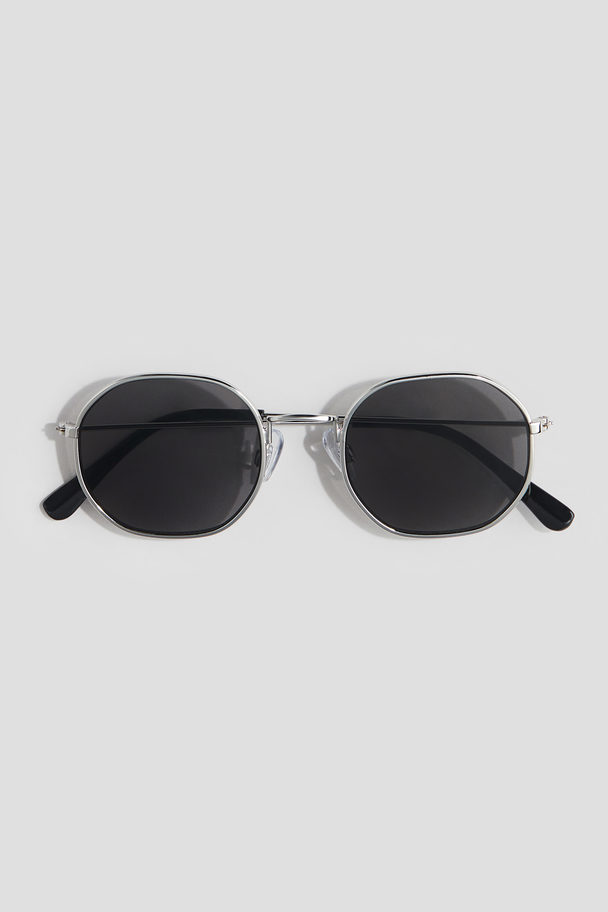 H&M Runde Sonnenbrille Schwarz/Silberfarben