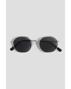 Runde Sonnenbrille Schwarz/Silberfarben