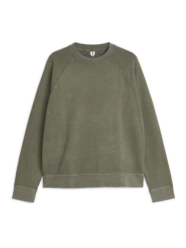 ARKET Active Garment-dyed Sweatshirt Khaki Green