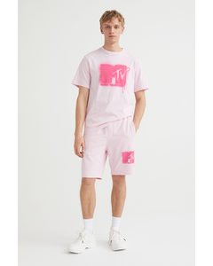 Regular Fit Printed Sweatshorts Light Pink/mtv