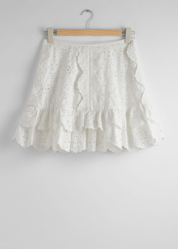 & Other Stories Scalloped Ruffle Mini Skirt White