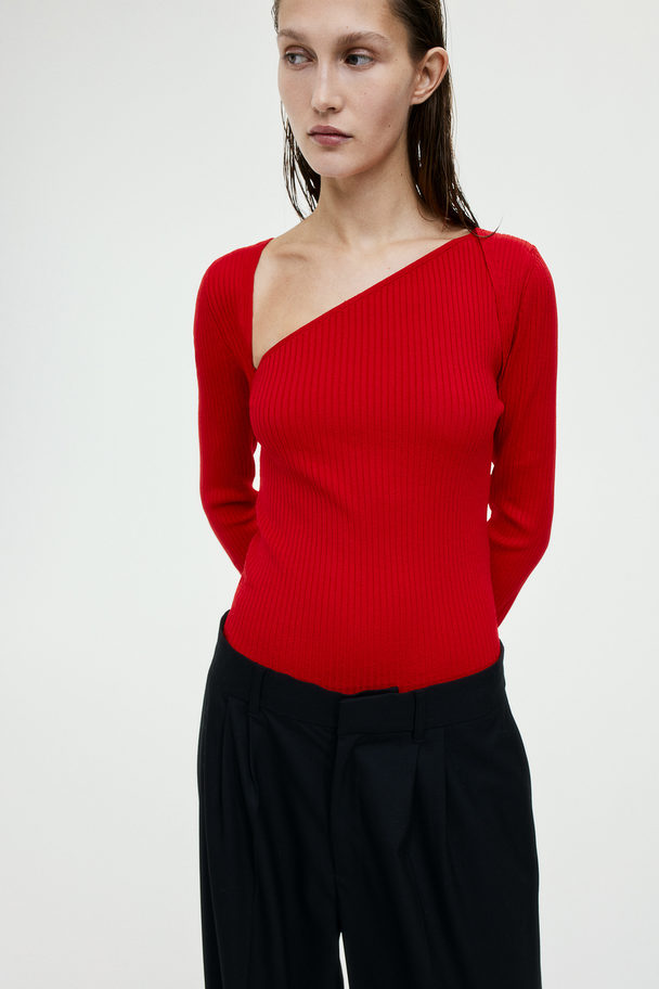 H&M Pullover mit asymmetrischem Ausschnitt Rot