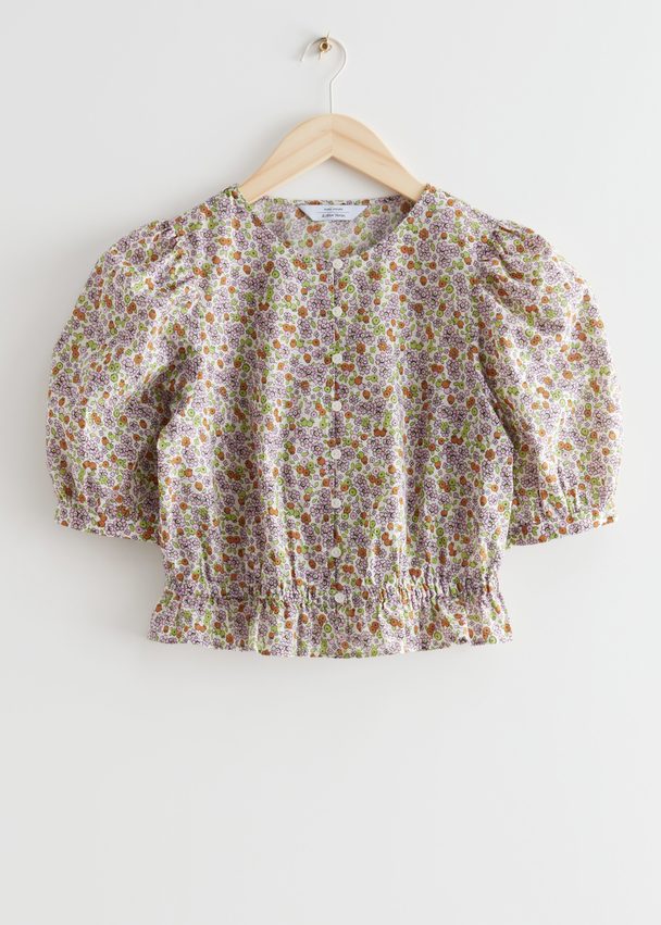 & Other Stories Puff Sleeve Blouse Floral Print