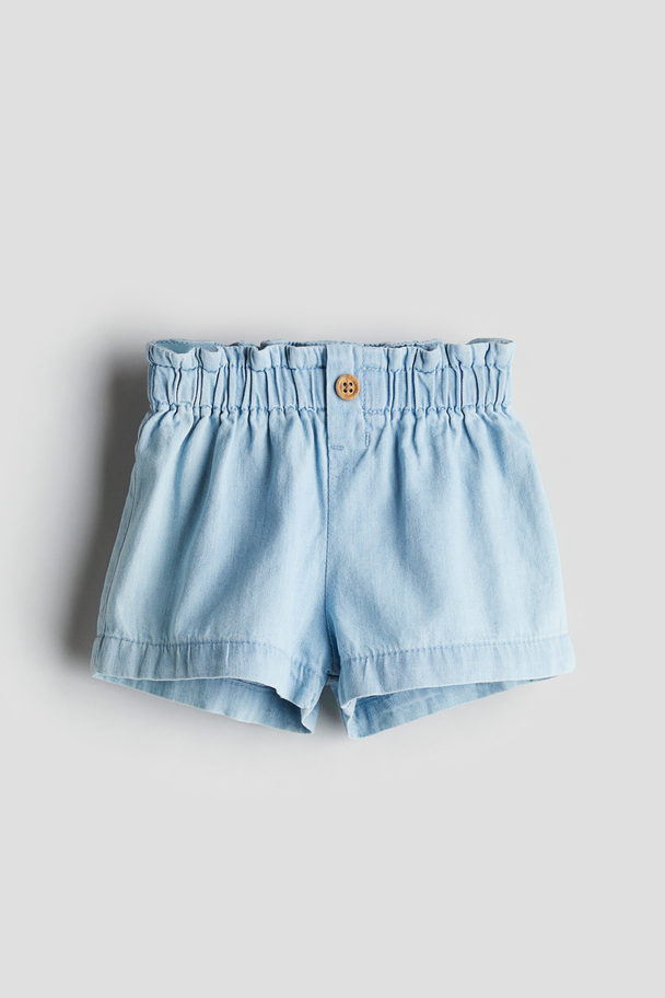 H&M Paperbag-Shorts Helles Denimblau