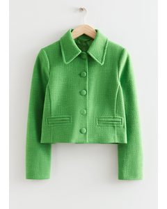 Buttoned Tweed Jacket Bright Green