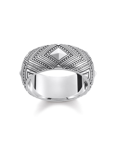 Ring Africa Ornaments 925 Sterling Silver, Blackened