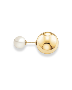 Ear Studs Double Stud Pearl 925 Sterling Silver, 18k Yellow Gold Plating