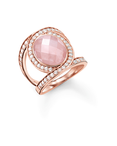 Cocktail Ring Pink Love Knot 925 Sterling Silver, 18k Rose Gold Plating