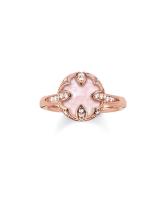 Solitaire Ring Pink Lotos 925 Sterling Silver, 18k Rose Gold Plating