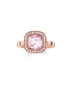 Solitaire Ring Pink Cosmo 925 Sterling Silver, 18k Rose Gold Plating