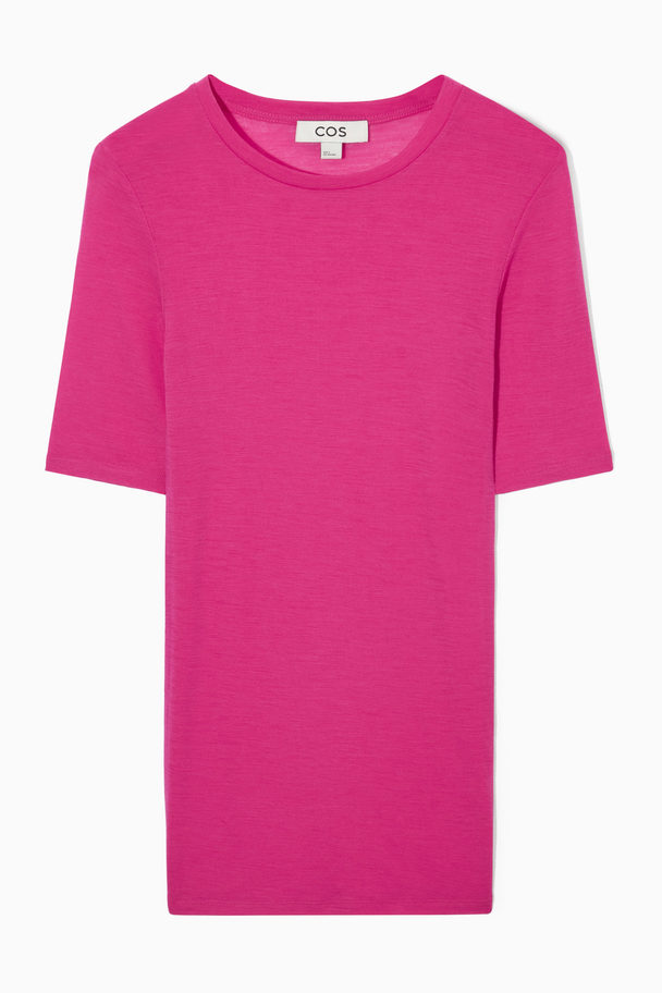 COS T-shirt Av Ylle Med Smal Passform Fuchsia-rosa