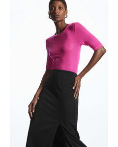 Slim-fit Wool T-shirt Fuchsia Pink