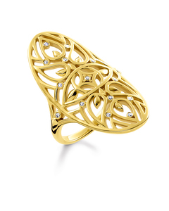Ring Ornament 925 Sterling Silver; 18k Yellow Gold Plating, Diamond