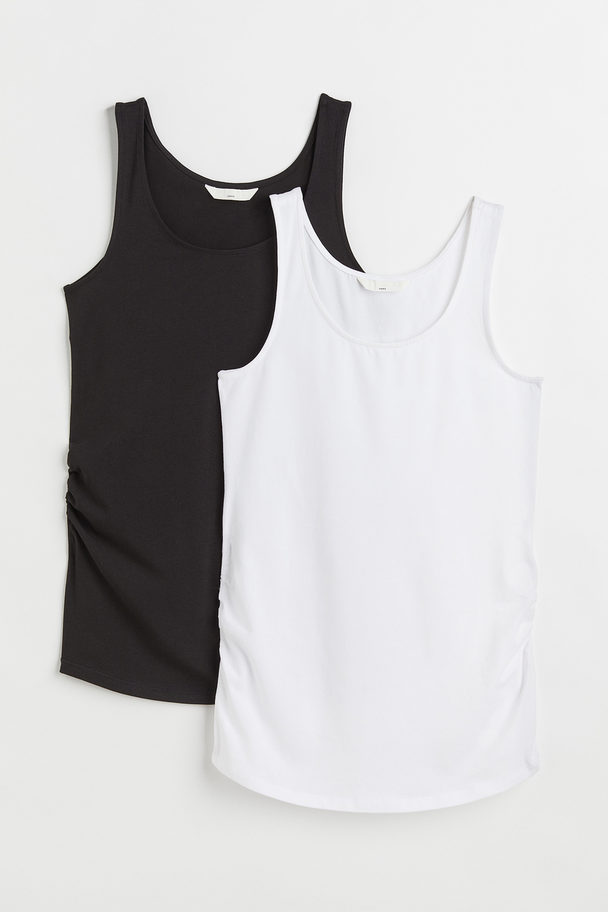 H&M Mama 2-pack Cotton Vest Tops White/black