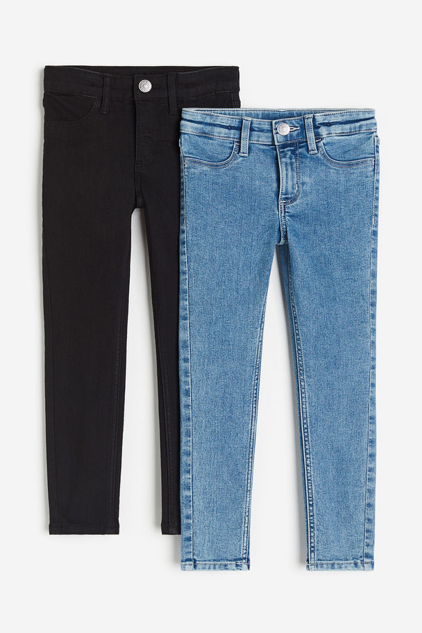 H&M 2-pack Skinny Fit Jeans Black/light Denim Blue