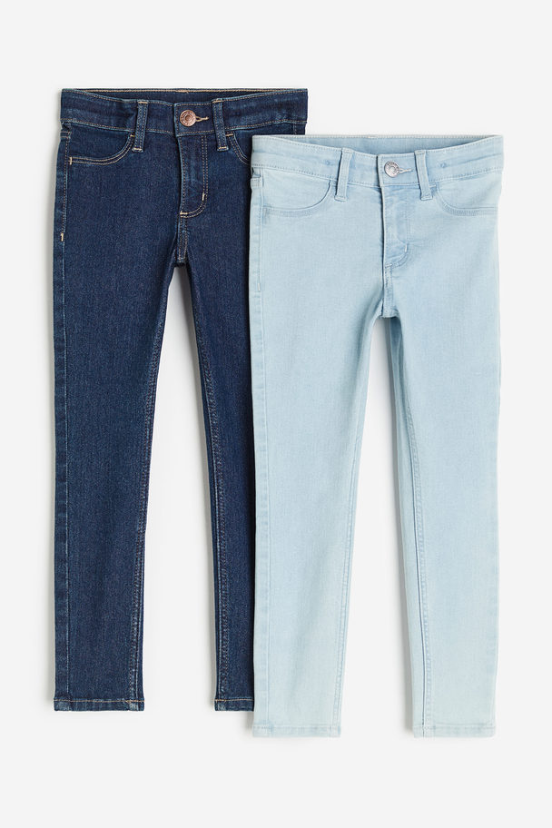 H&M 2-pack Skinny Fit Jeans Denim Blue/pale Denim Blue