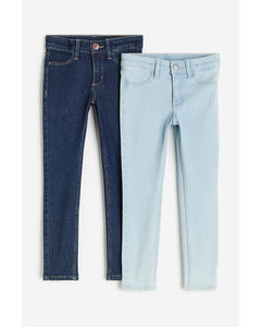 2er-Pack Skinny Fit Jeans Denimblau/Blasses Denimblau