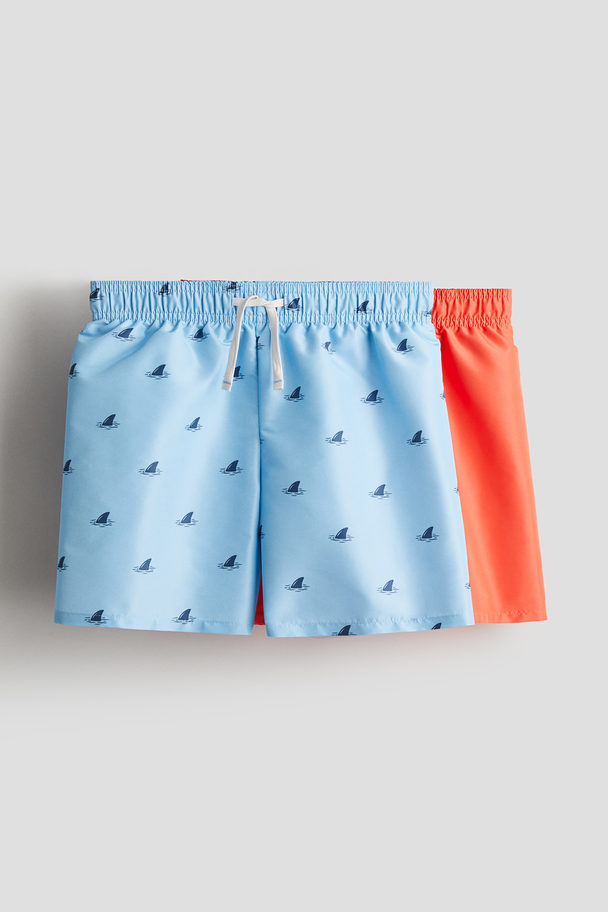 H&M 2-pack Swim Shorts Light Blue/sharks