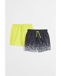 2-pack Swim Shorts Black/neon Yellow