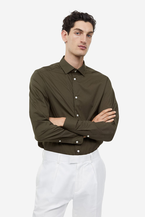 H&M Coolmax® Regular Fit Shirt Khaki Green