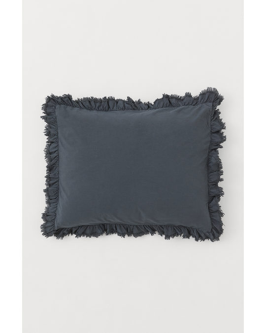 H&M HOME Frill-trimmed Pillowcase Anthracite Grey