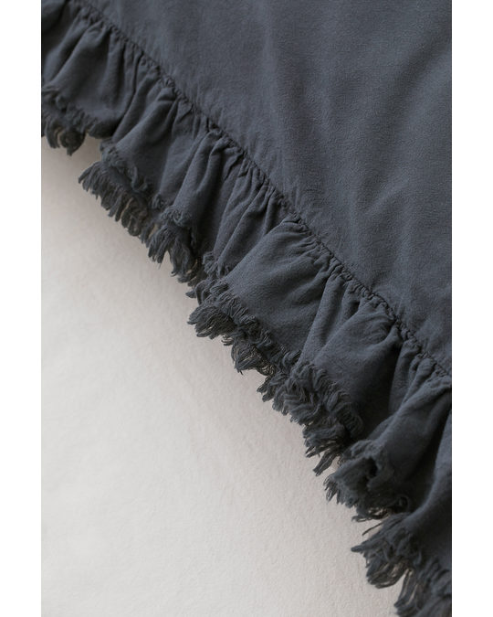 H&M HOME Frill-trimmed Pillowcase Anthracite Grey