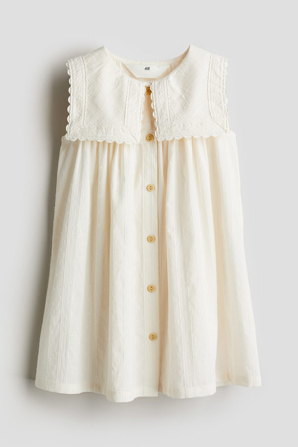 H&M Collared Cotton Dress Cream