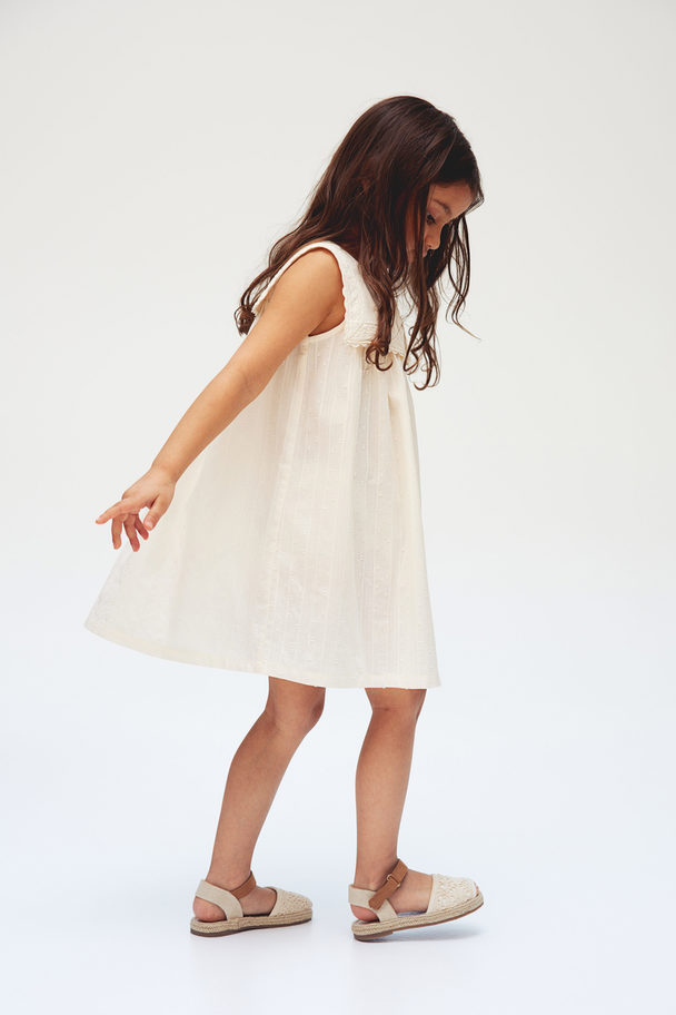 H&M Collared Cotton Dress Cream