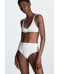High-waisted Ribbed Briefs White