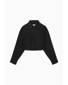 Cropped Poplin Shirt Black