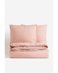 Washed Cotton Double/king Duvet Cover Set Pink