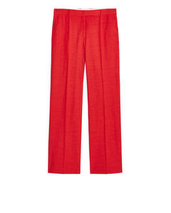 Fluid Viscose Blend Trousers Red