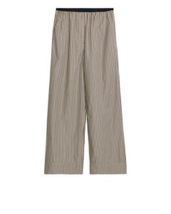 Striped Cotton Trousers Beige/Striped