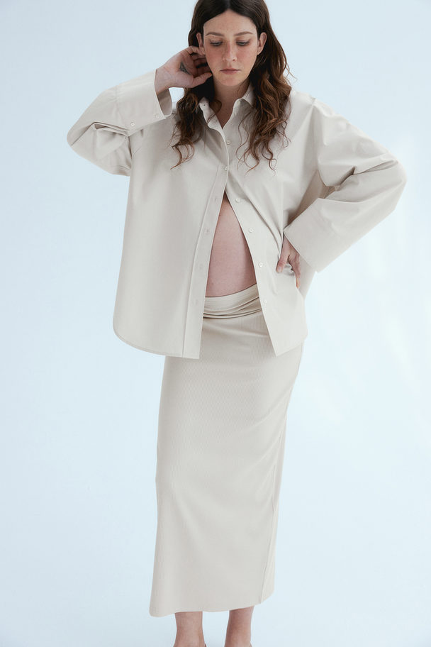 H&M Mama Ribbet Midi-nederdel Lys Beige
