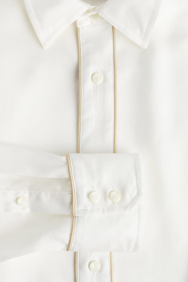 H&M Lyocell-Hemd in Slim Fit Weiß
